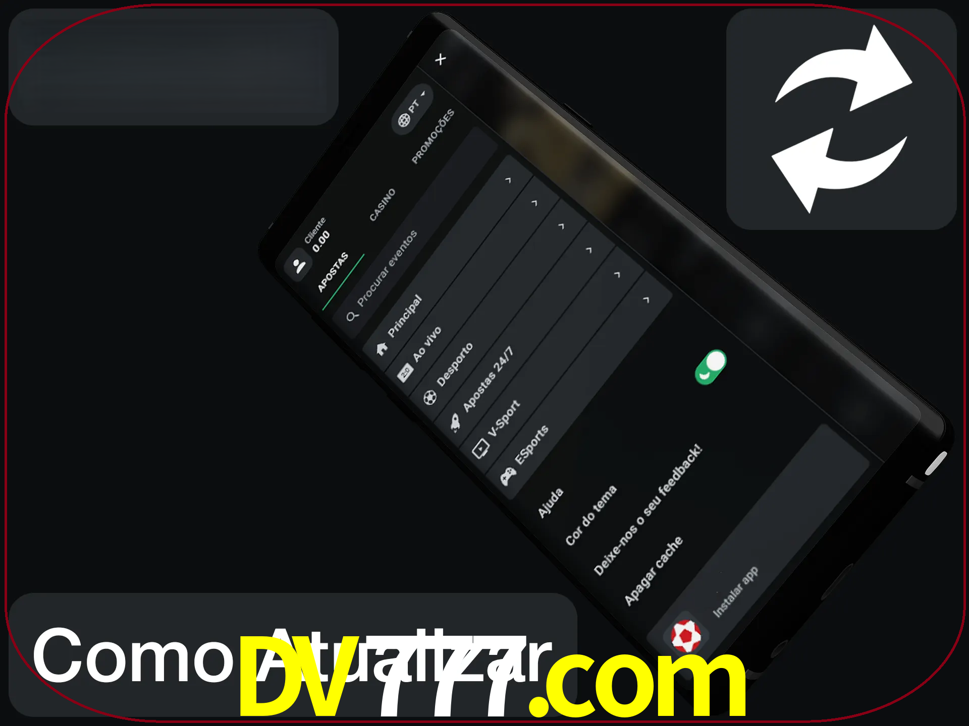 O aplicativo é atualizado automaticamente quando você faz o login.