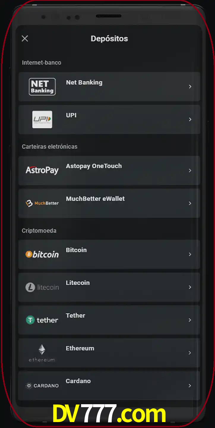 Você pode usar métodos alternativos de depósito.